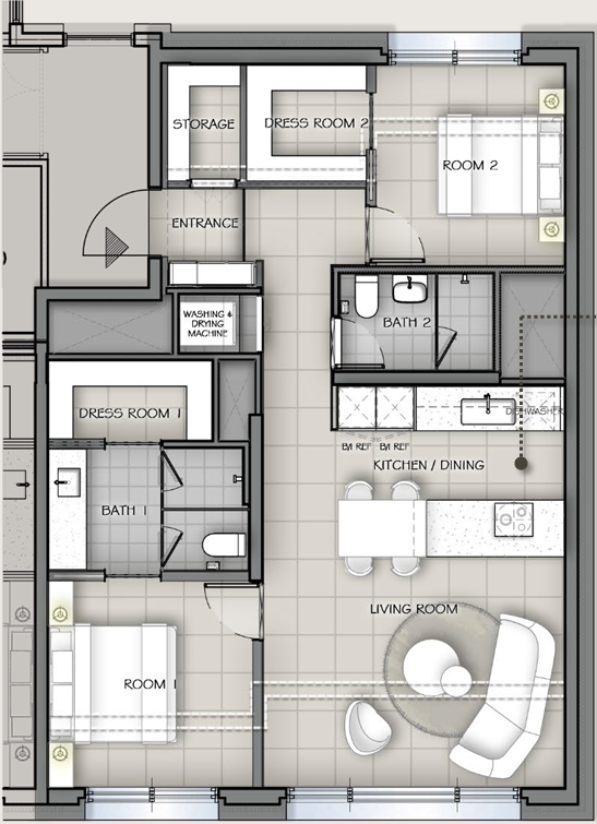 서초 PH1603 59B 타입 평면도 (2BAY)